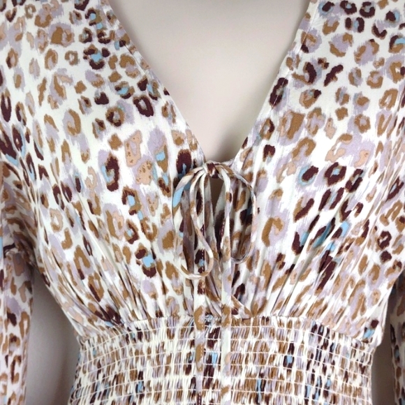 ❤️Bundle Only❤️ STYLE RACK LA Cream W/Brown Tan & Baby-Blue Leopard Print Dress - Picture 6 of 13